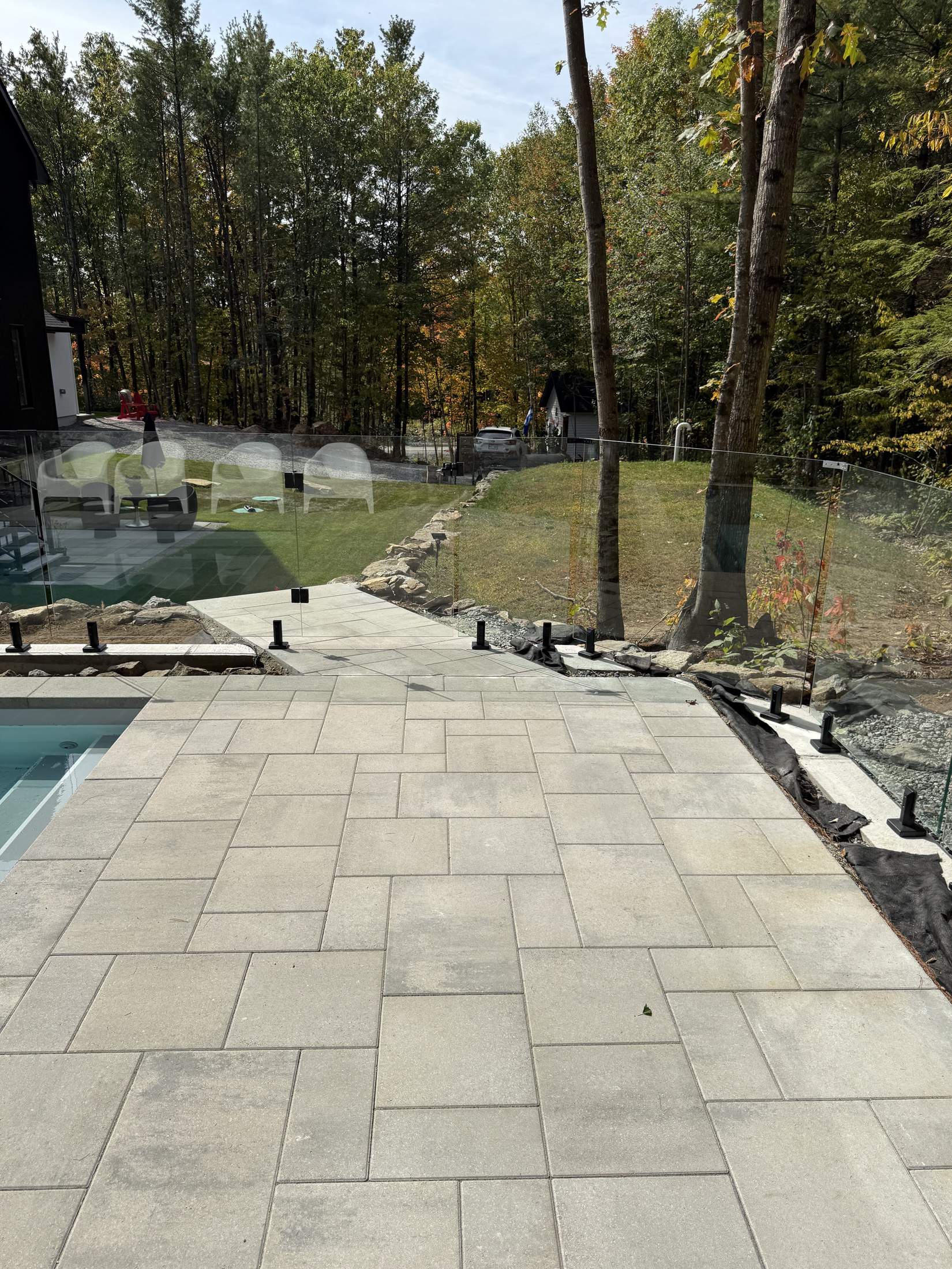 Patio and pathway in the forest in Chelsea