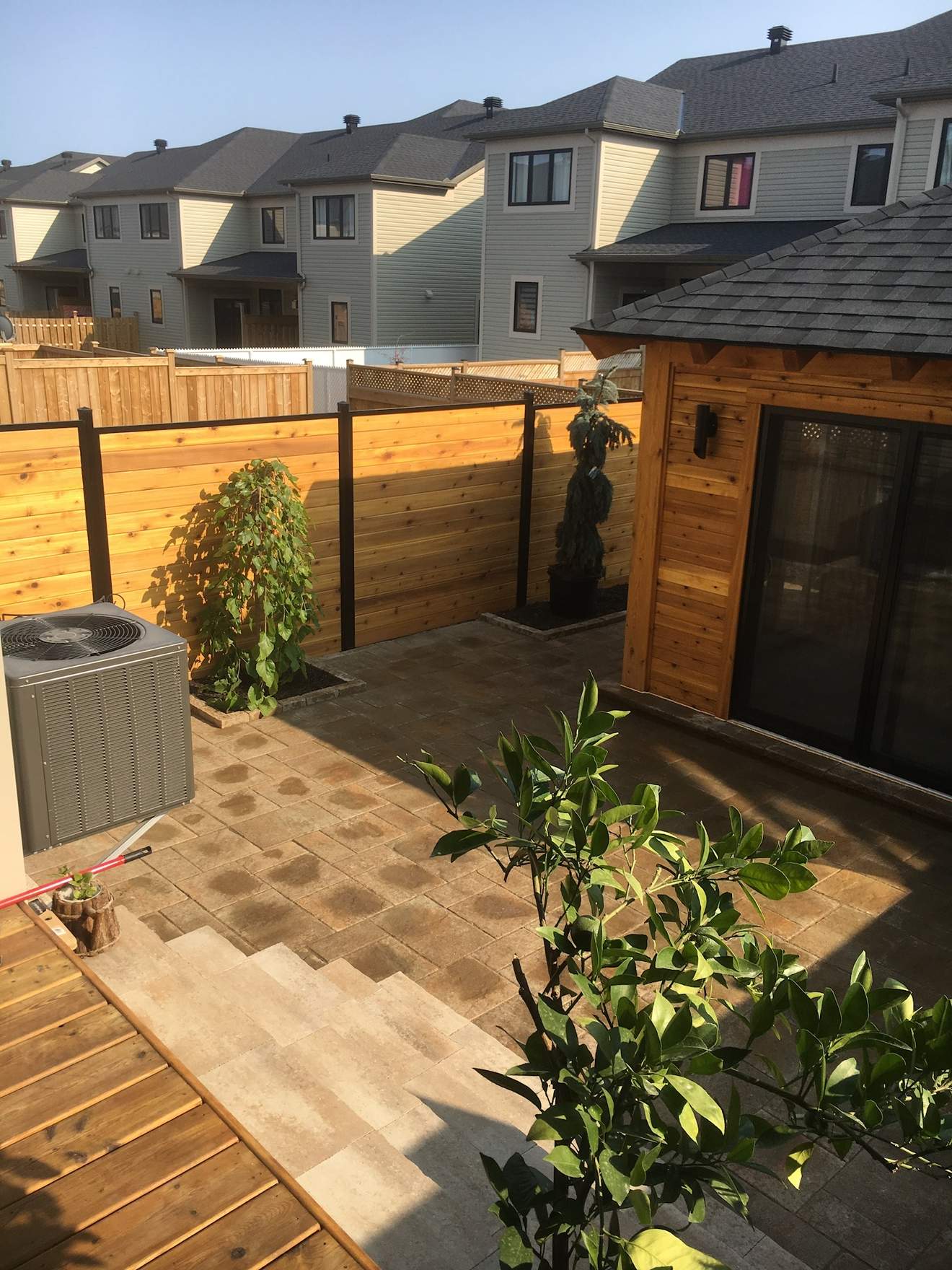 Patio & wood pool house